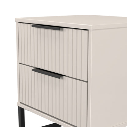 Fluted Bedside Table Off-White 2 Drawers 60cm