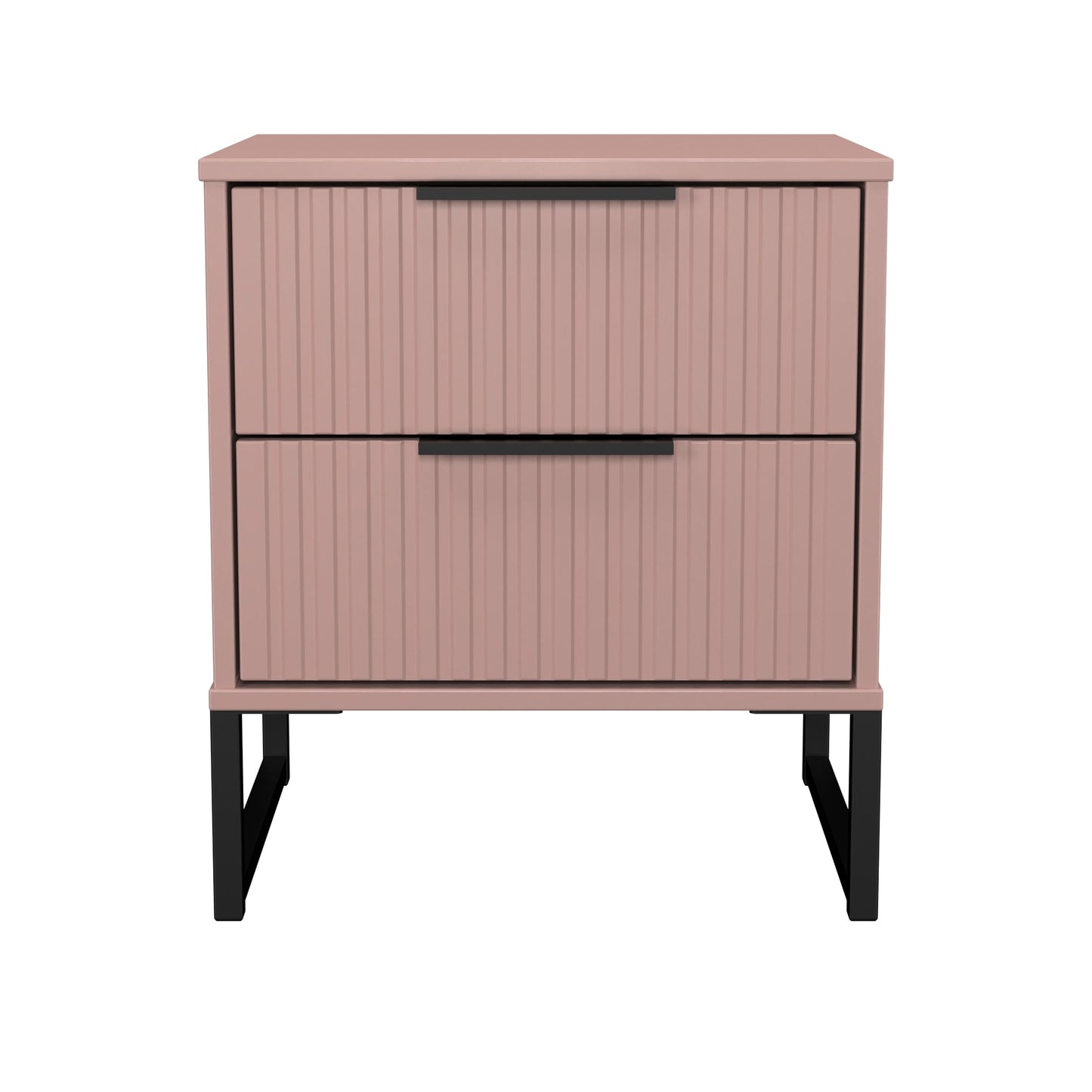 Fluted Bedside Table Pink 2 Drawers 60cm