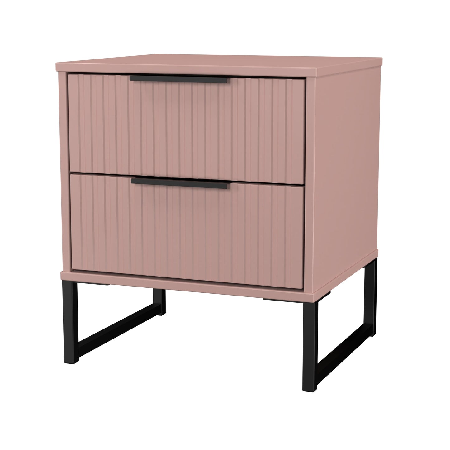 Fluted Bedside Table Pink 2 Drawers 60cm