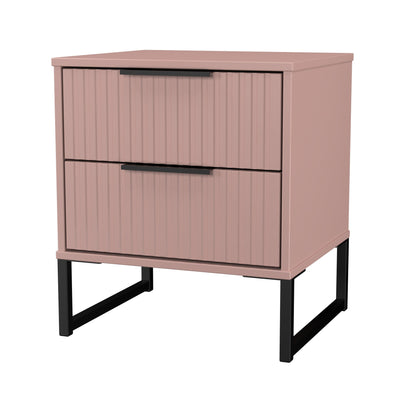 Fluted Bedside Table Pink 2 Drawers 60cm