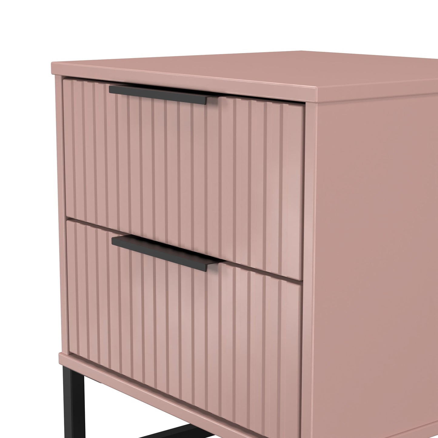 Fluted Bedside Table Pink 2 Drawers 60cm