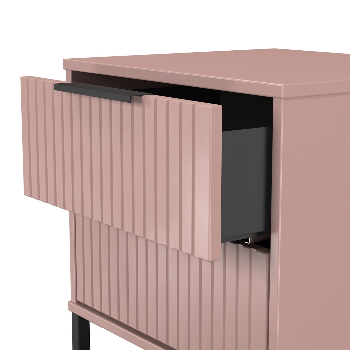 Fluted Bedside Table Pink 2 Drawers 60cm