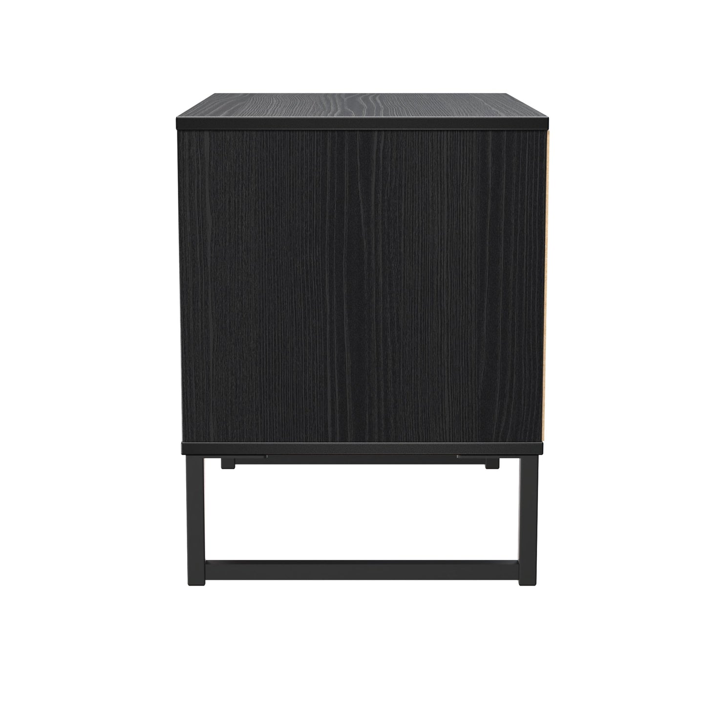 Fluted Side Table Black 2 Drawers 60cm