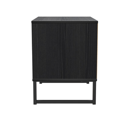 Fluted Side Table Black 2 Drawers 60cm