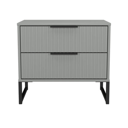 Fluted Side Table Grey 2 Drawers 60cm