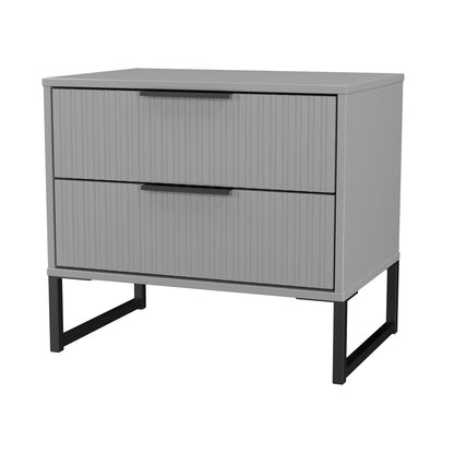 Fluted Side Table Grey 2 Drawers 60cm