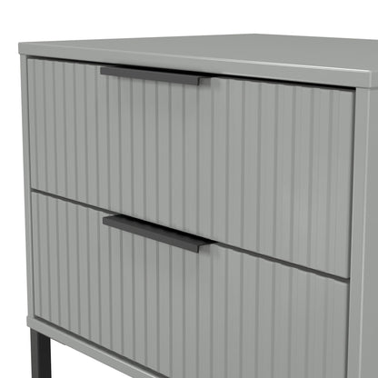 Fluted Side Table Grey 2 Drawers 60cm
