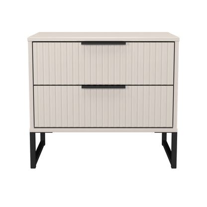 Fluted Side Table Off-White 2 Drawers 60cm