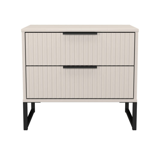 Fluted Side Table Off-White 2 Drawers 60cm