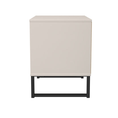 Fluted Side Table Off-White 2 Drawers 60cm