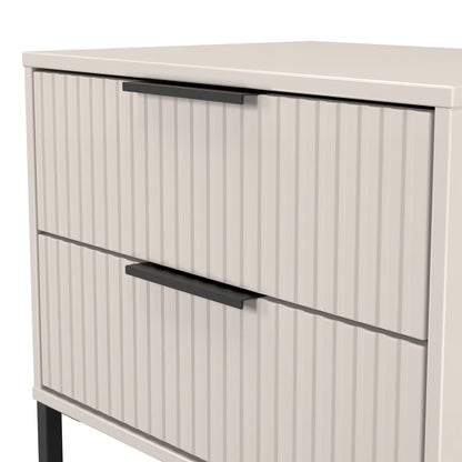 Fluted Side Table Off-White 2 Drawers 60cm