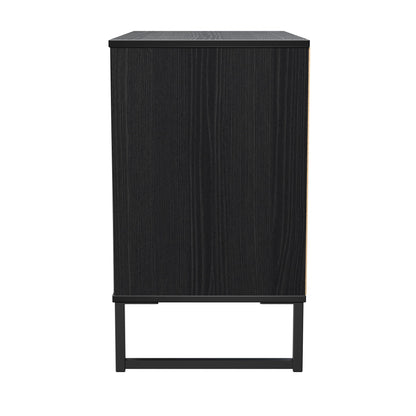 Fluted Chest of Drawers Black 3 Drawers 77cm