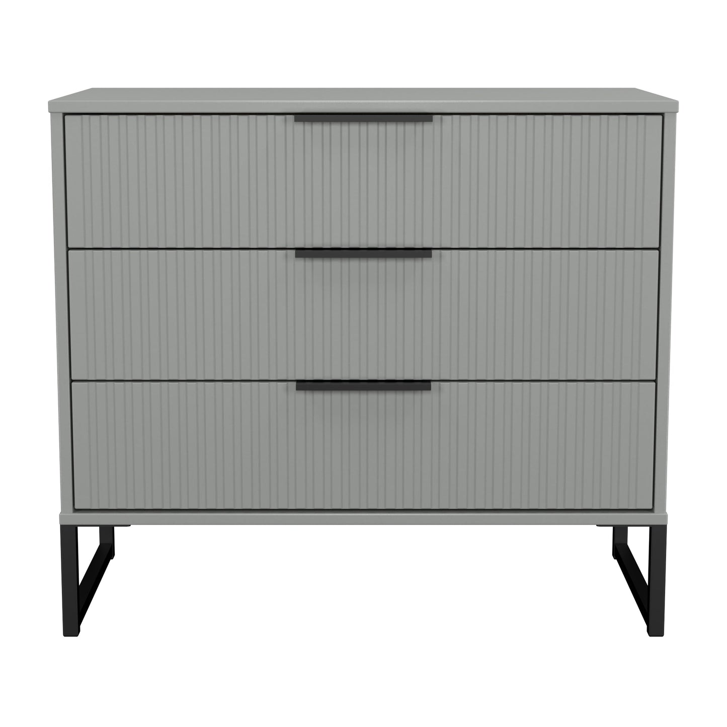 Fluted Chest of Drawers Grey 3 Drawers 77cm