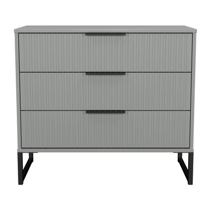 Fluted Chest of Drawers Grey 3 Drawers 77cm