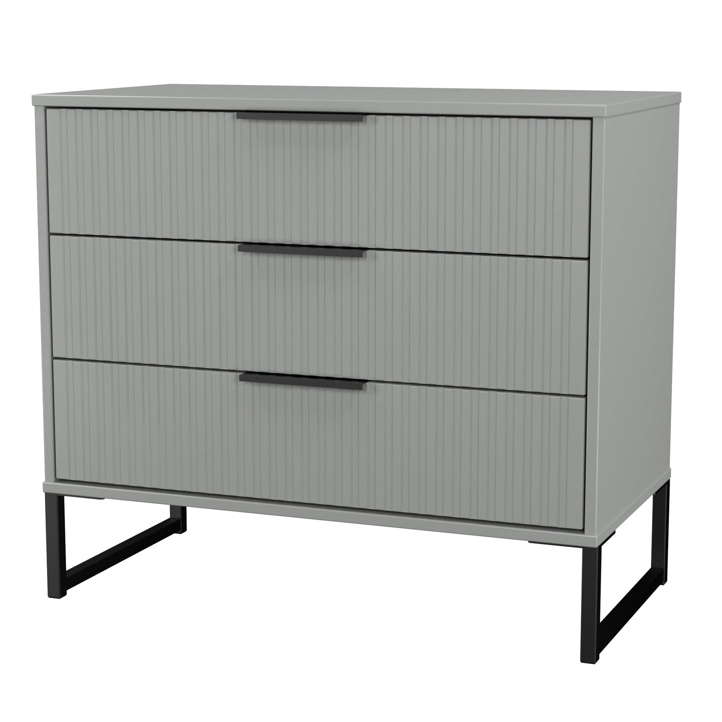Fluted Chest of Drawers Grey 3 Drawers 77cm