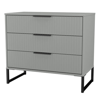 Fluted Chest of Drawers Grey 3 Drawers 77cm