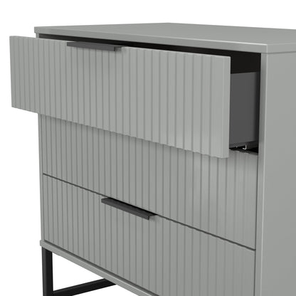 Fluted Chest of Drawers Grey 3 Drawers 77cm