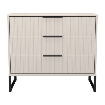 Fluted Chest of Drawers Off-White 3 Drawers 77cm