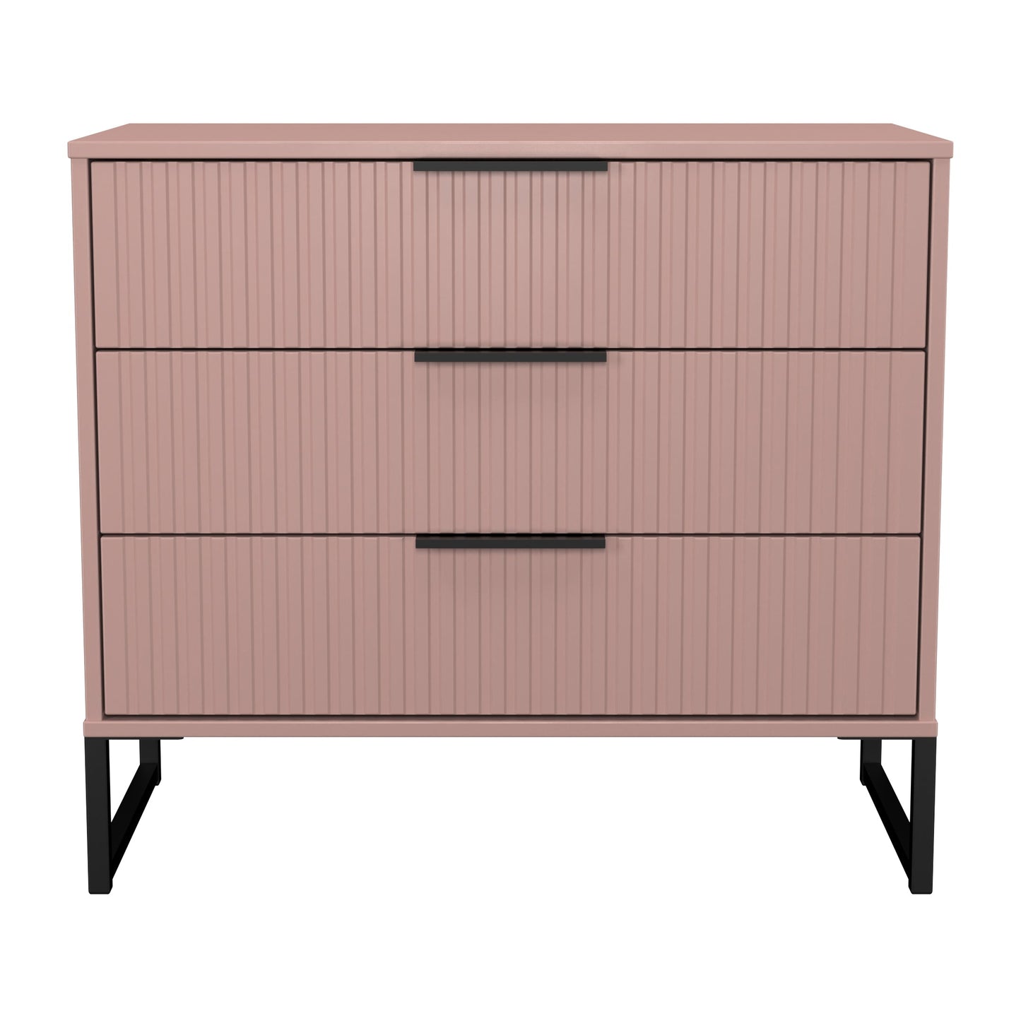 Fluted Chest of Drawers Pink 3 Drawers 77cm