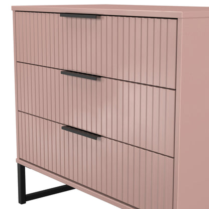 Fluted Chest of Drawers Pink 3 Drawers 77cm