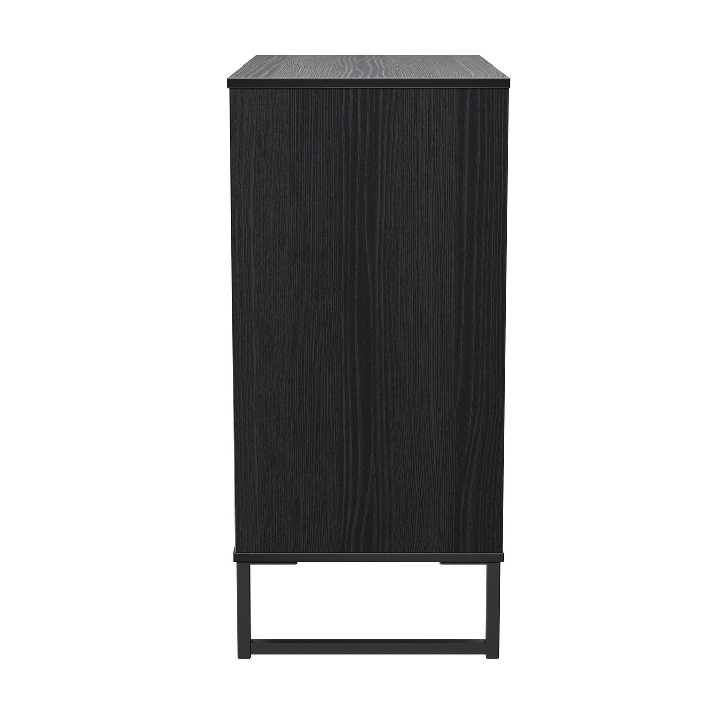 Fluted Chest of Drawers Black 4 Drawers 93cm