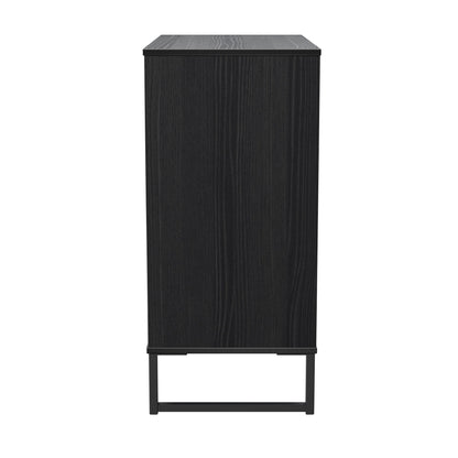 Fluted Chest of Drawers Black 4 Drawers 93cm
