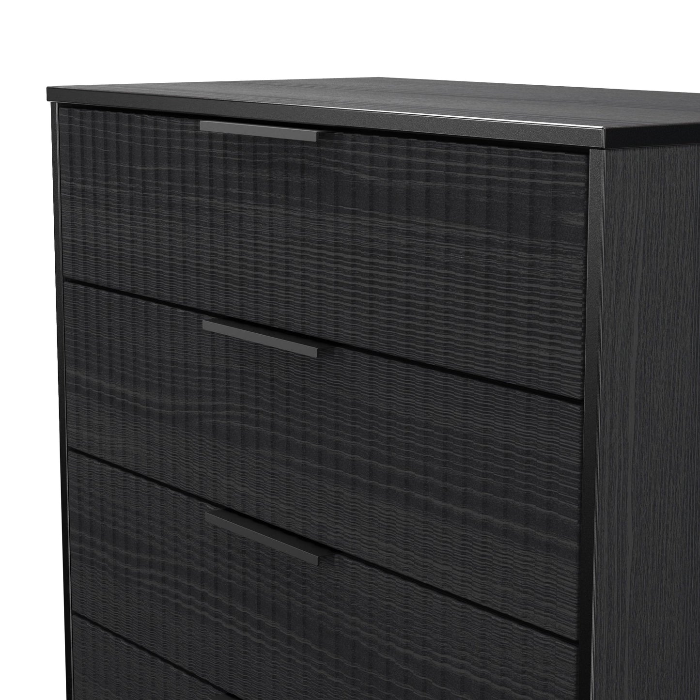 Fluted Chest of Drawers Black 4 Drawers 93cm