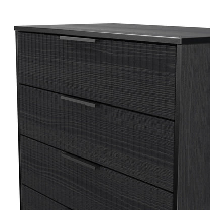 Fluted Chest of Drawers Black 4 Drawers 93cm