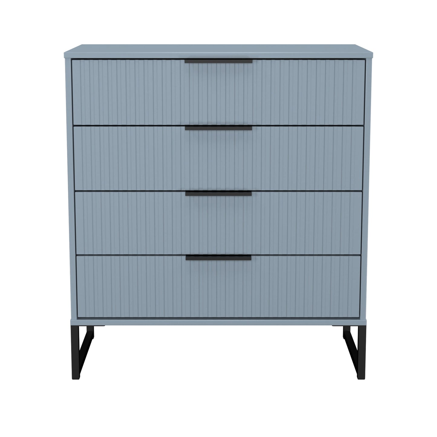 Fluted Chest of Drawers Light Blue 4 Drawers 93cm