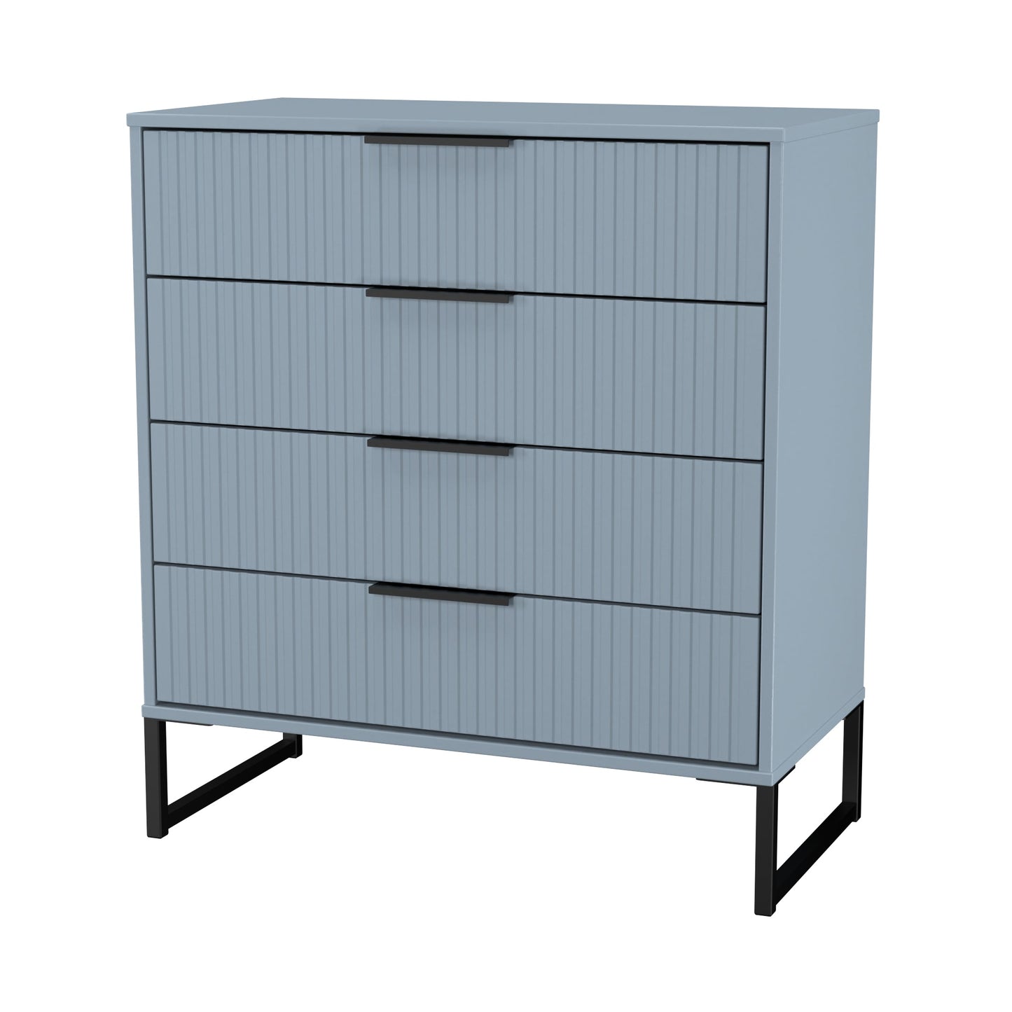 Fluted Chest of Drawers Light Blue 4 Drawers 93cm