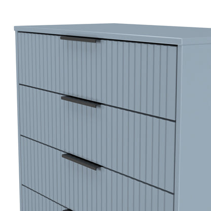 Fluted Chest of Drawers Light Blue 4 Drawers 93cm