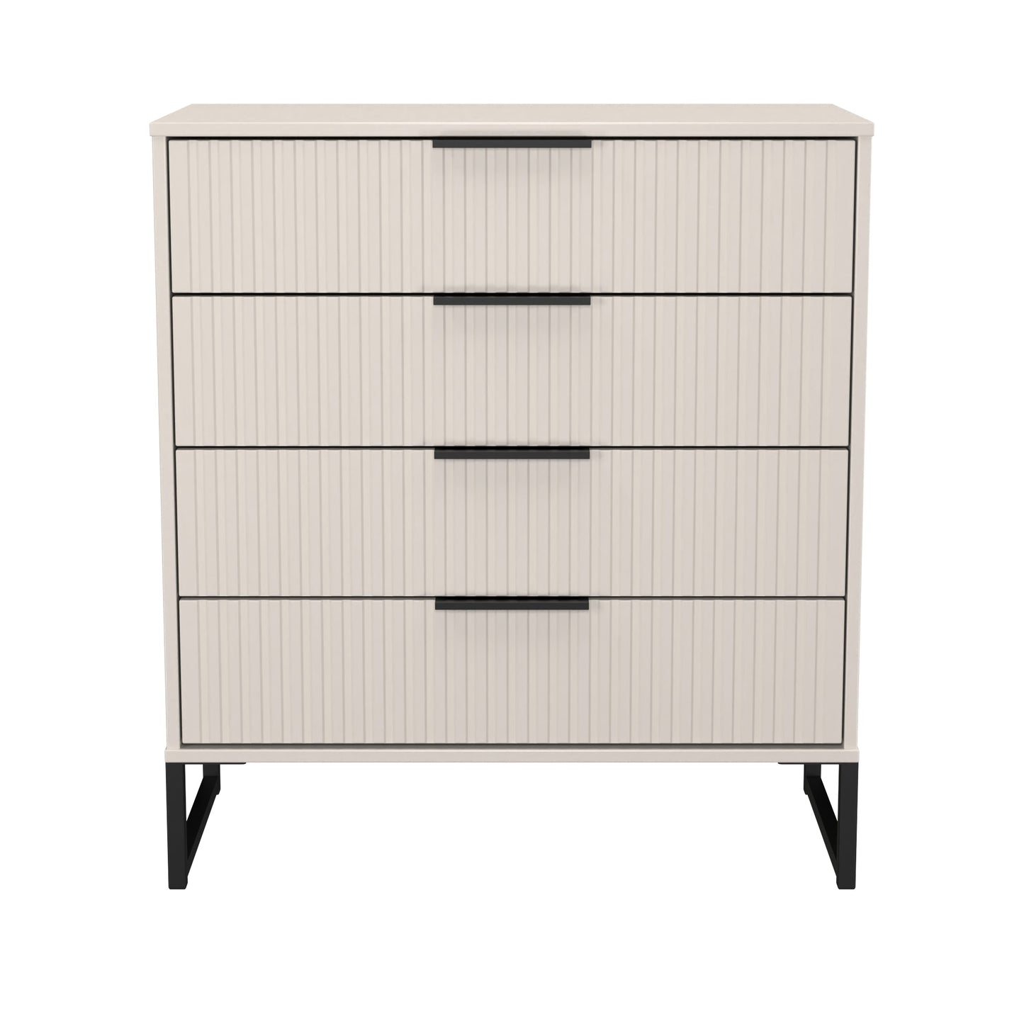 Fluted Chest of Drawers Off-White 4 Drawers 93cm