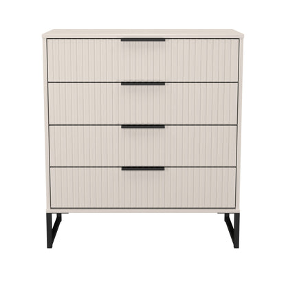 Fluted Chest of Drawers Off-White 4 Drawers 93cm