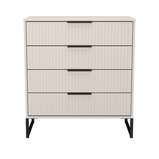 Fluted Chest of Drawers Off-White 4 Drawers 93cm