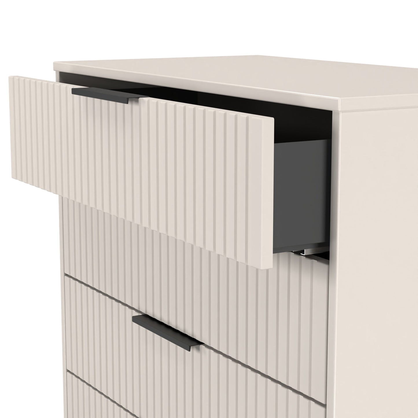Fluted Chest of Drawers Off-White 4 Drawers 93cm