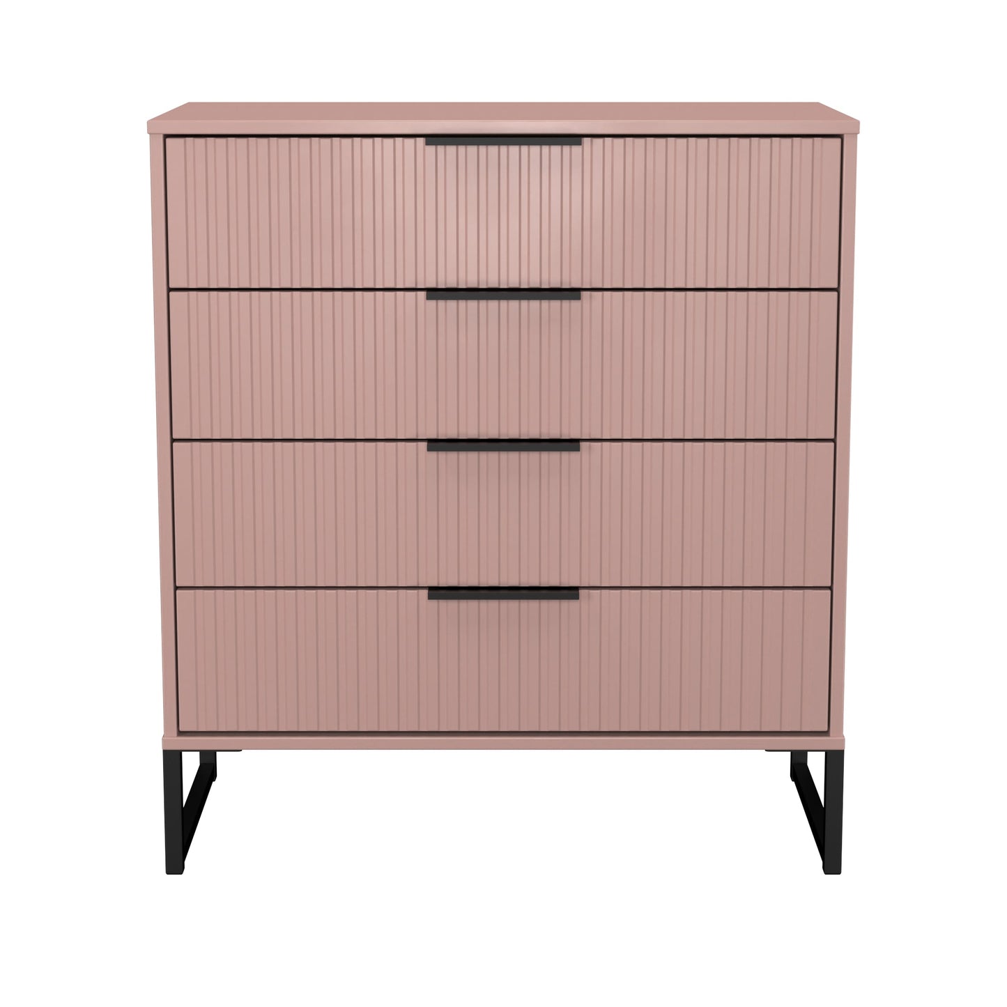 Fluted Chest of Drawers Pink 4 Drawers 93cm