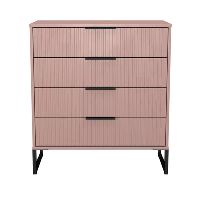 Fluted Chest of Drawers Pink 4 Drawers 93cm