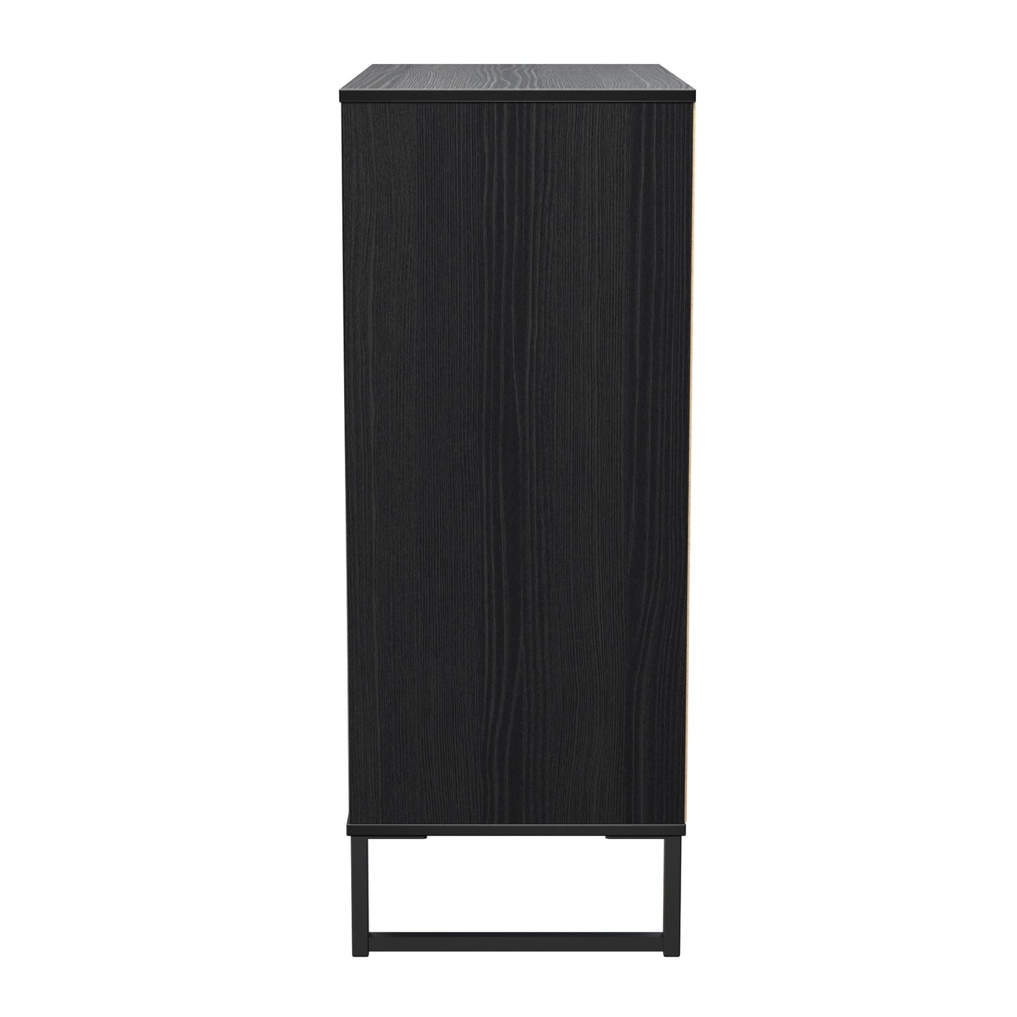Fluted Tall Chest of Drawers Black 5 Drawers 109cm