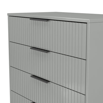 Fluted Tall Chest of Drawers Grey 5 Drawers 109cm