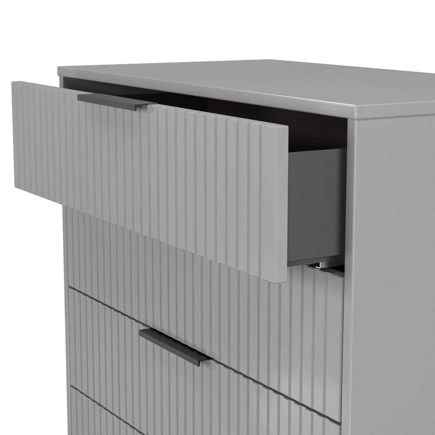 Fluted Tall Chest of Drawers Grey 5 Drawers 109cm