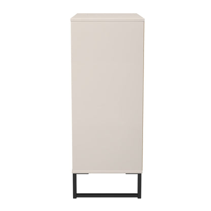 Fluted Tall Chest of Drawers Off-White 5 Drawers 109cm