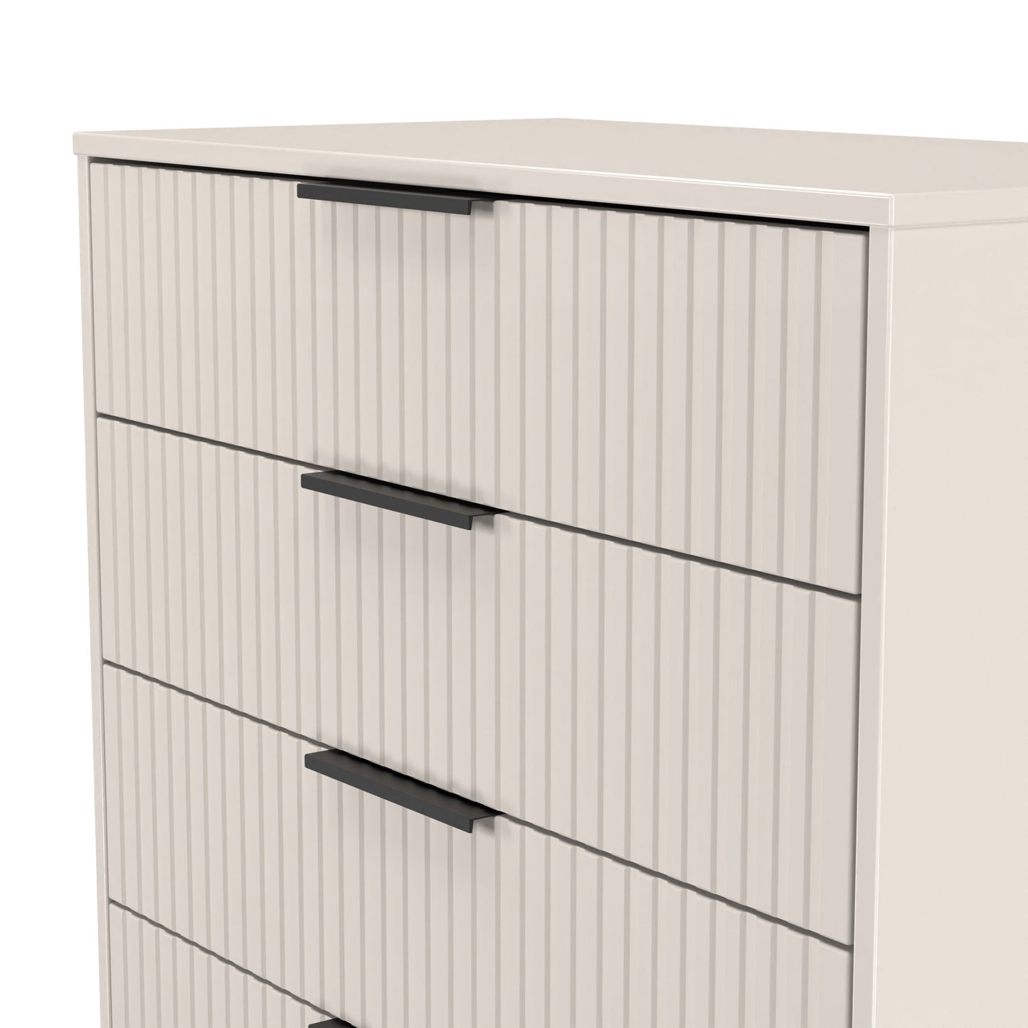 Fluted Tall Chest of Drawers Off-White 5 Drawers 109cm