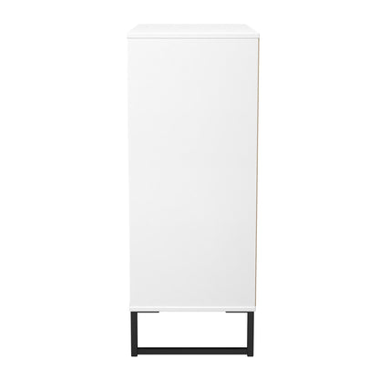 Fluted Tall Chest of Drawers White 5 Drawers 109cm