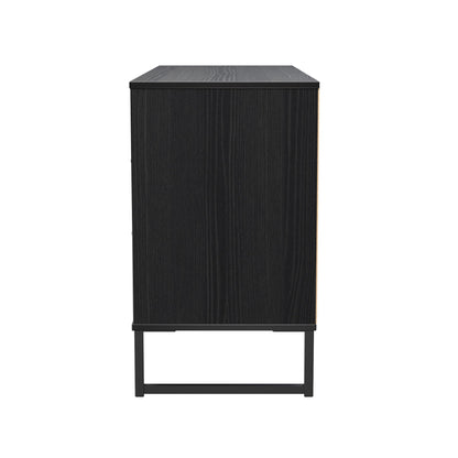 Fluted Large Chest of Drawers Black 6 Drawers 115cm