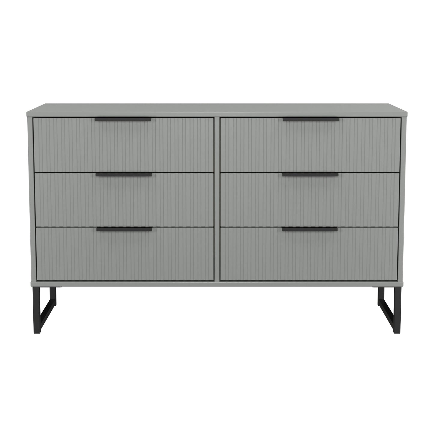 Fluted Large Chest of Drawers Grey 6 Drawers 115cm