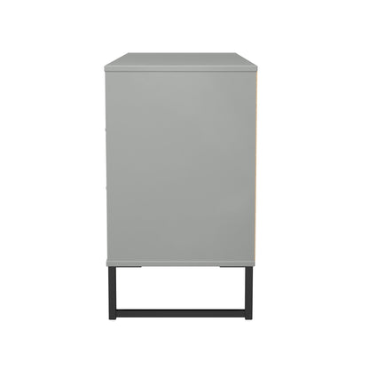 Fluted Large Chest of Drawers Grey 6 Drawers 115cm