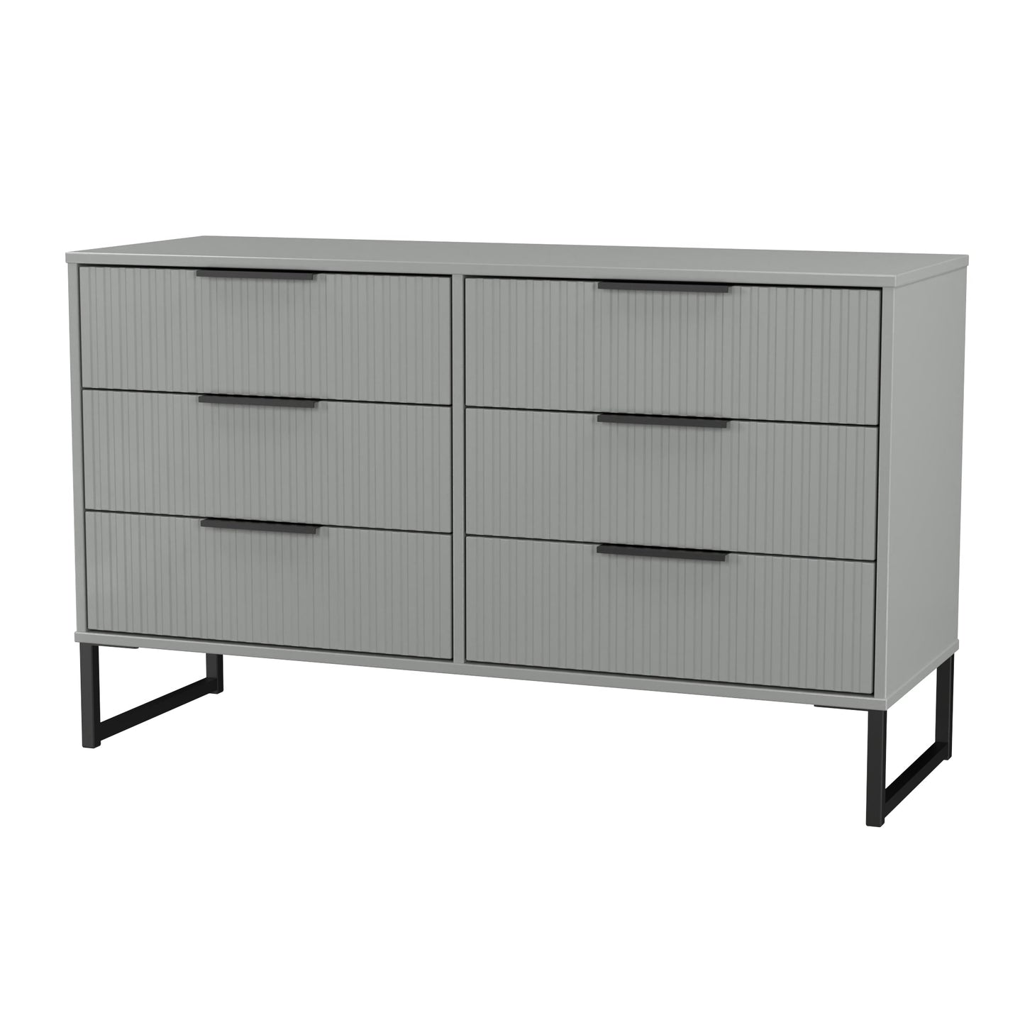 Fluted Large Chest of Drawers Grey 6 Drawers 115cm