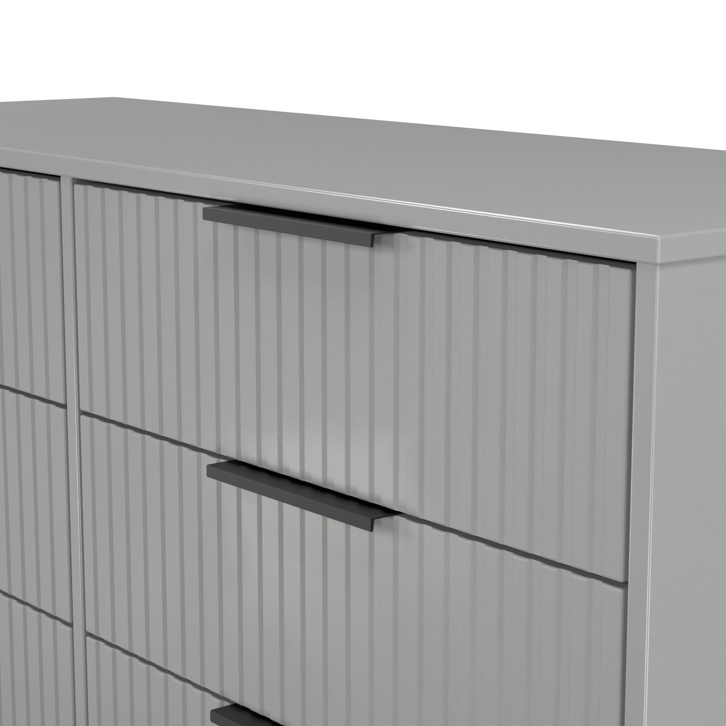Fluted Large Chest of Drawers Grey 6 Drawers 115cm