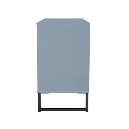 Fluted Large Chest of Drawers Light Blue 6 Drawers 115cm