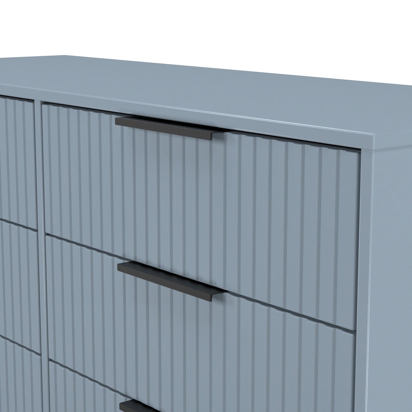 Fluted Large Chest of Drawers Light Blue 6 Drawers 115cm